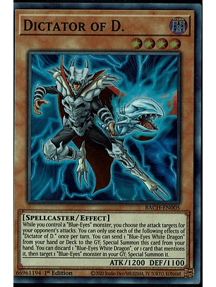 Dictator of D. - BACH-EN005 - Super Rare 1st Edition