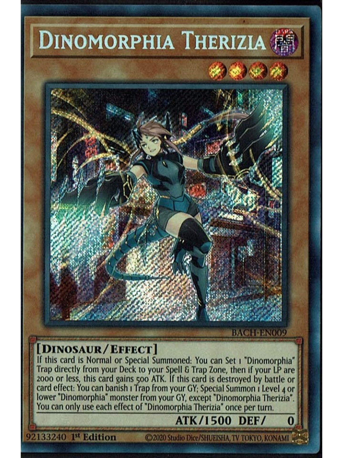 Dinomorphia Therizia - BACH-EN009 - Secret Rare 1st Edition 1