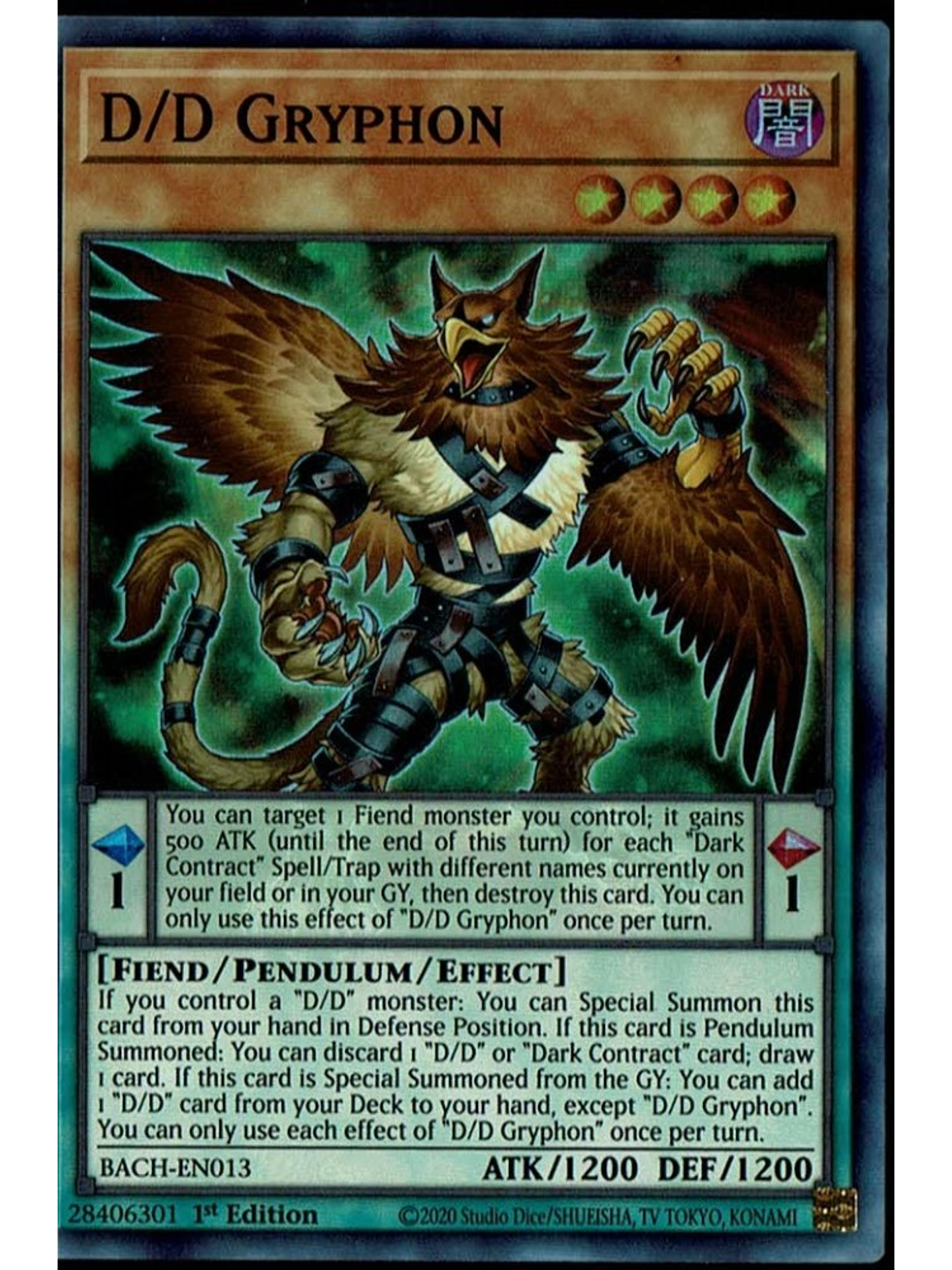 D/D Gryphon - BACH-EN013 - Super Rare 1st Edition 1