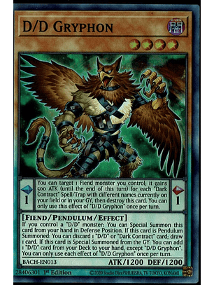 D/D Gryphon - BACH-EN013 - Super Rare 1st Edition