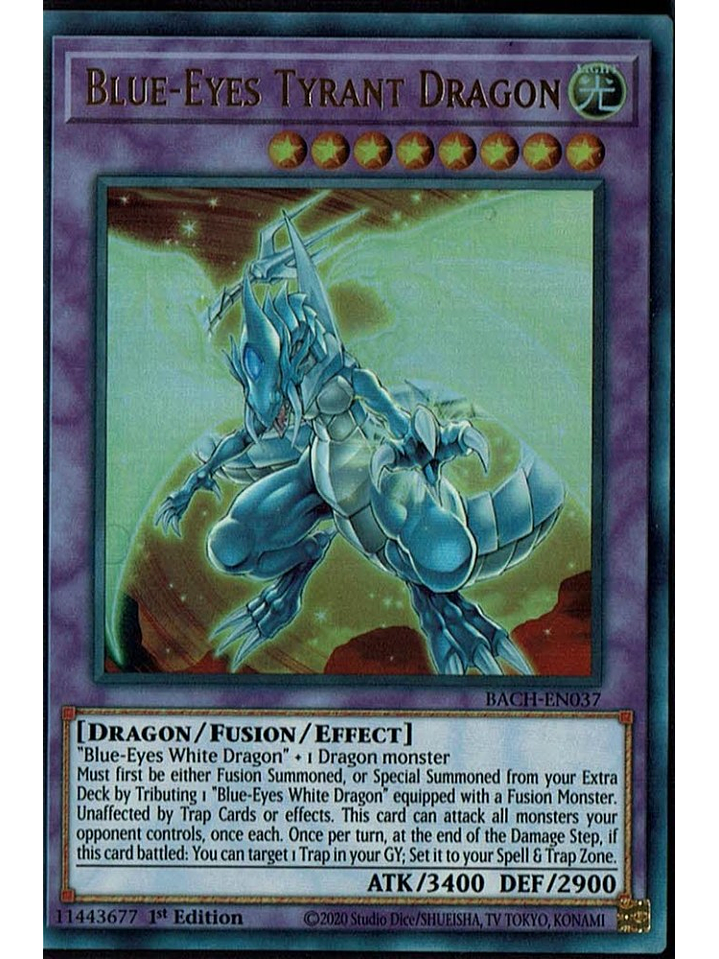 Blue-Eyes Tyrant Dragon - BACH-EN037 - Ultra Rare 1st Edition 1