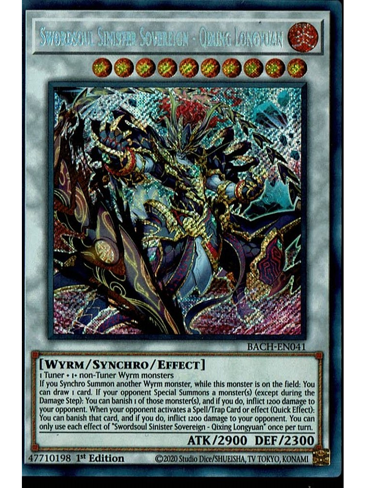 Swordsoul Sinister Sovereign - Qixing Longyuan - BACH-EN041 - Secret Rare 1st Edition 1