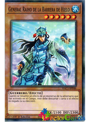 General Raiho of the Ice Barrier - HAC1-EN046 - Duel Terminal Normal Parallel Rare 1st Edition