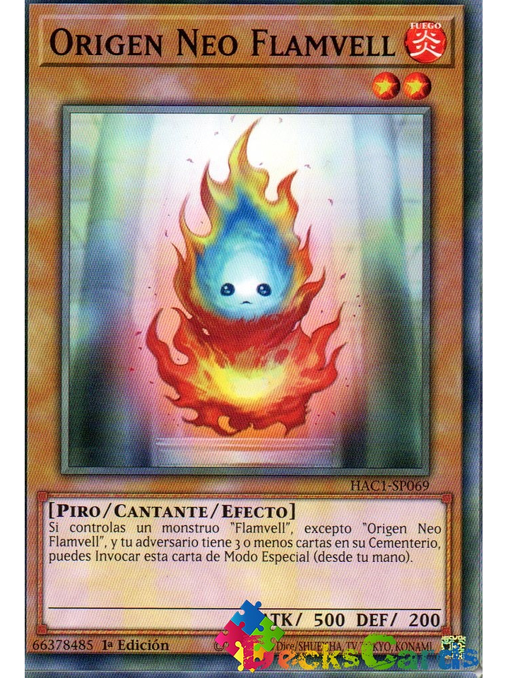 Neo Flamvell Origin - HAC1-EN069 - Duel Terminal Normal Parallel Rare 1st Edition 1