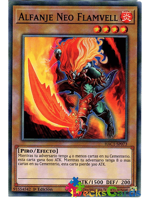 Neo Flamvell Sabre - HAC1-EN073 - Duel Terminal Normal Parallel Rare 1st Edition