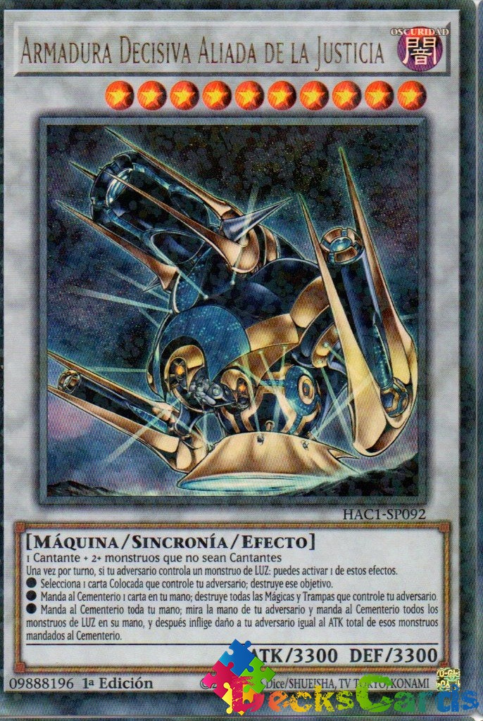 Ally of Justice Decisive Armor - HAC1-EN092 - Duel Terminal Ultra Parallel Rare 1st Edition