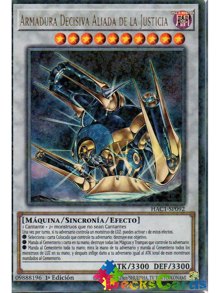 Ally of Justice Decisive Armor - HAC1-EN092 - Duel Terminal Ultra Parallel Rare 1st Edition 1