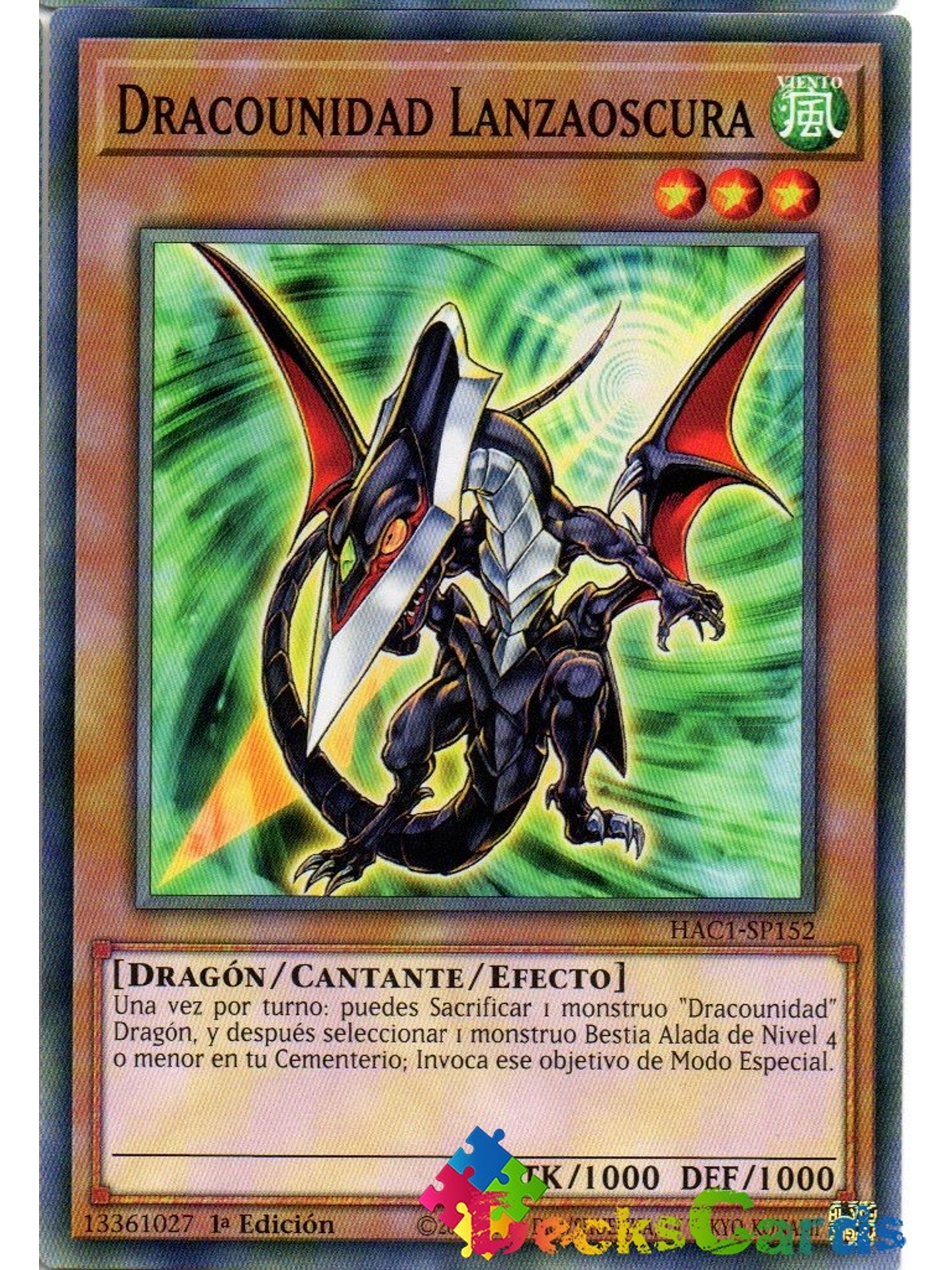 Dragunity Darkspear - HAC1-EN152 - Common 1st Edition 1