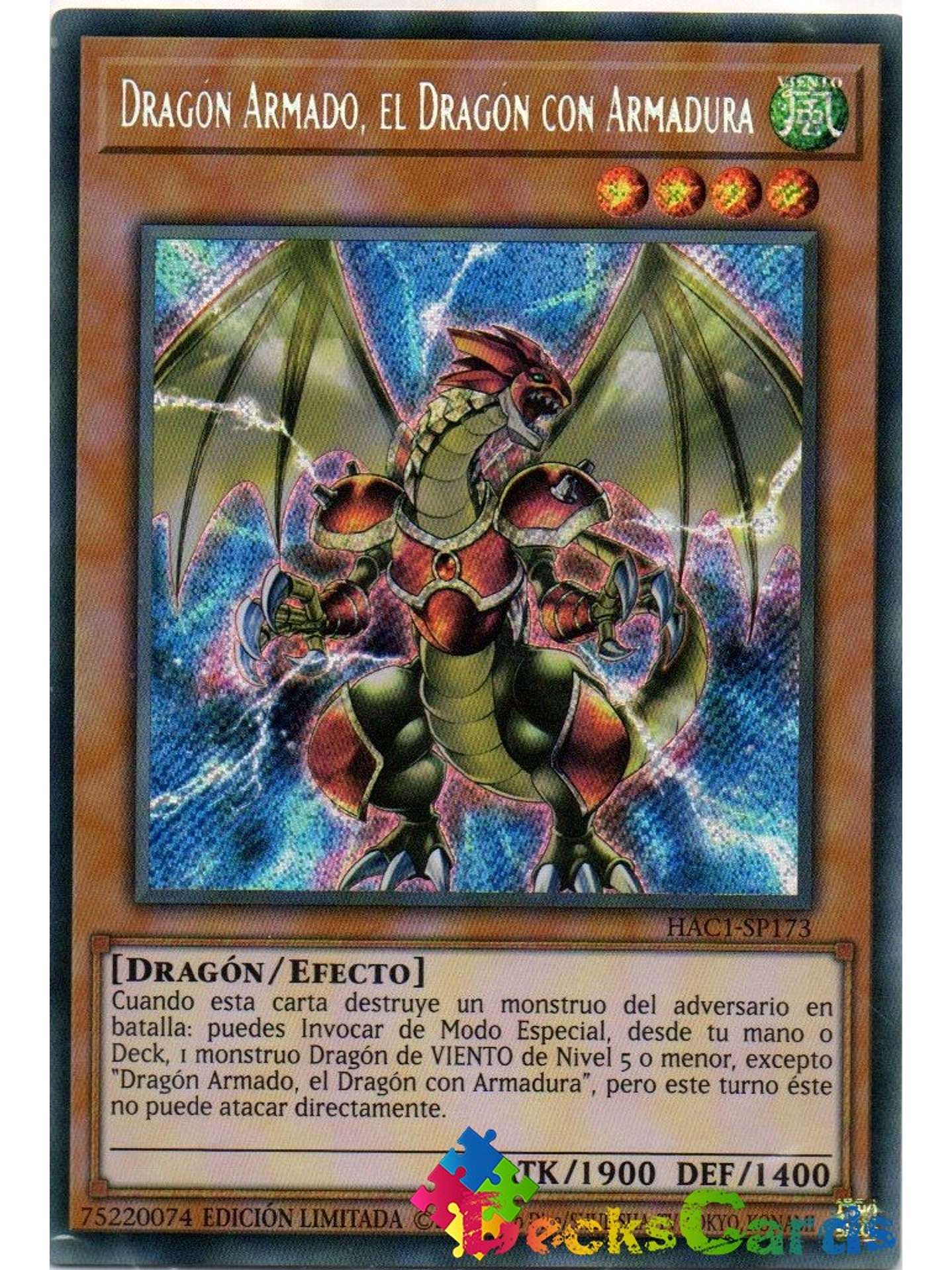 Armed Dragon, the Armored Dragon - HAC1-EN173 - Secret Rare 1st Edition 1