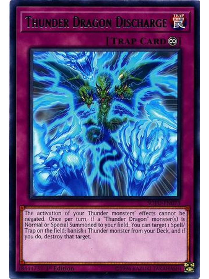 Thunder Dragon Discharge - SOFU-EN073 - Rare 1st Edition 1