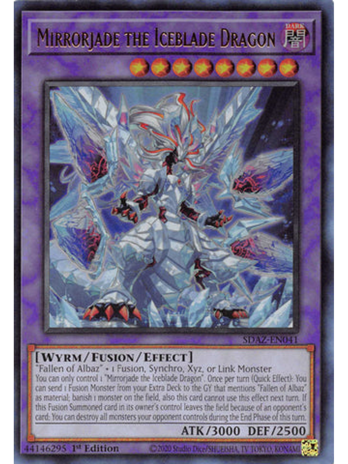 Mirrorjade the Iceblade Dragon - SDAZ-EN041 - Ultra Rare 1st Edition 1