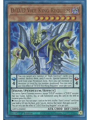 D/D/D Vice King Requiem - GFP2-EN002 - Ultra Rare 1st Edition