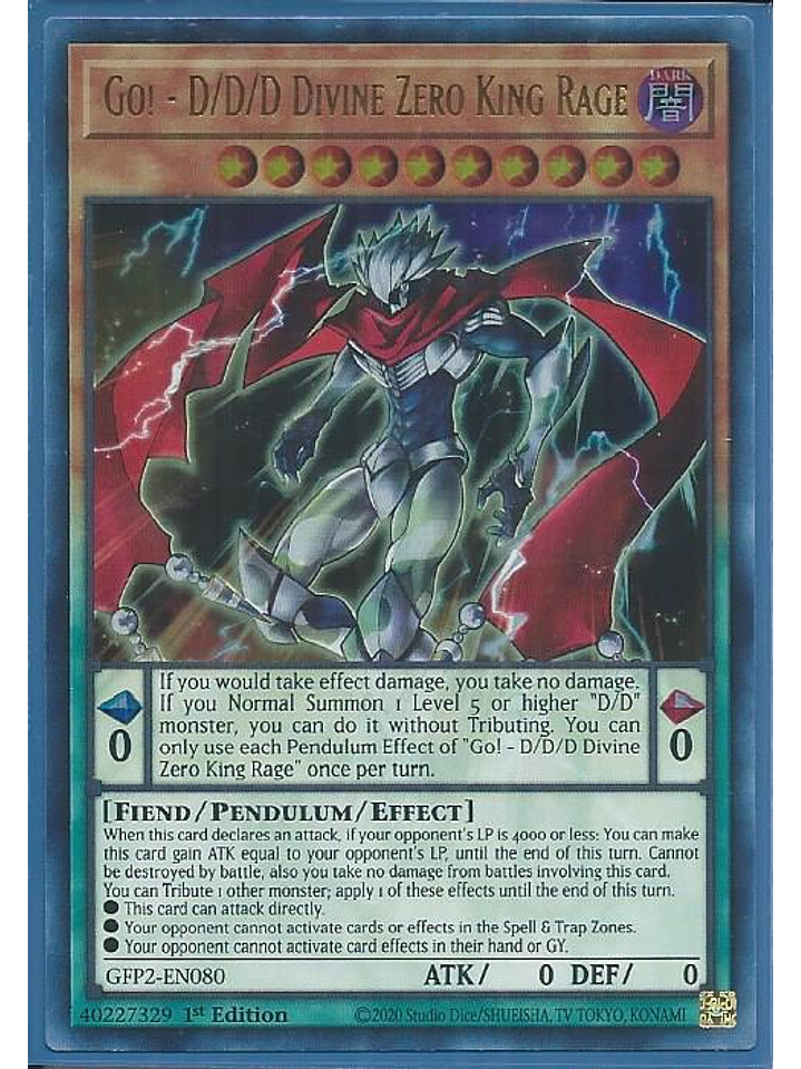 Go! - D/D/D Divine Zero King Rage - GFP2-EN080 - Ultra Rare 1st Edition 1