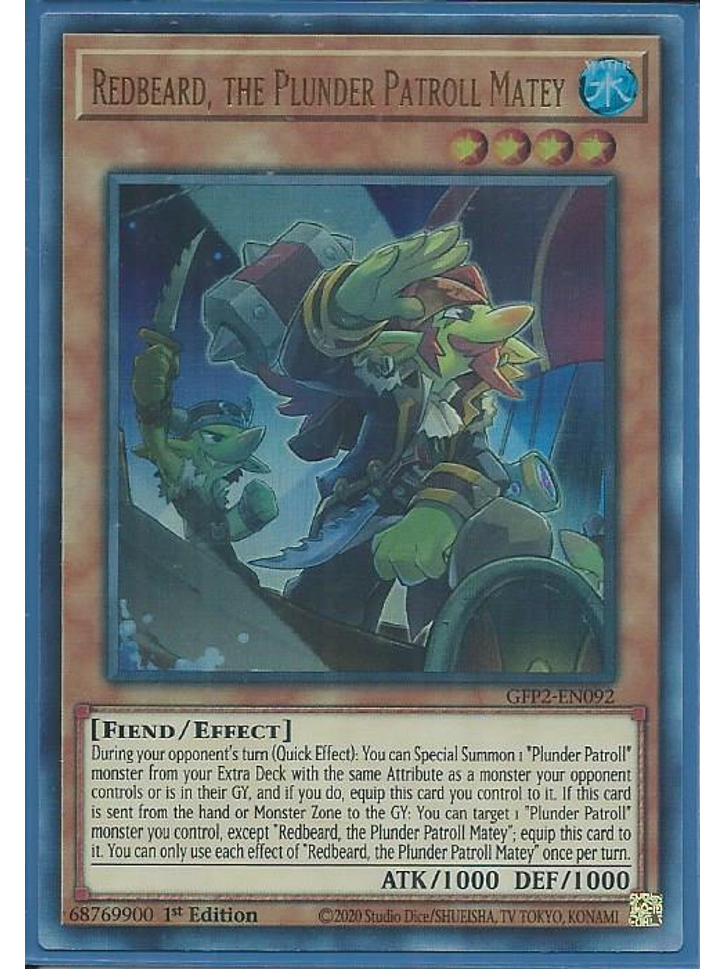 Redbeard, the Plunder Patroll Matey - GFP2-EN092 - Ultra Rare 1st Edition 1