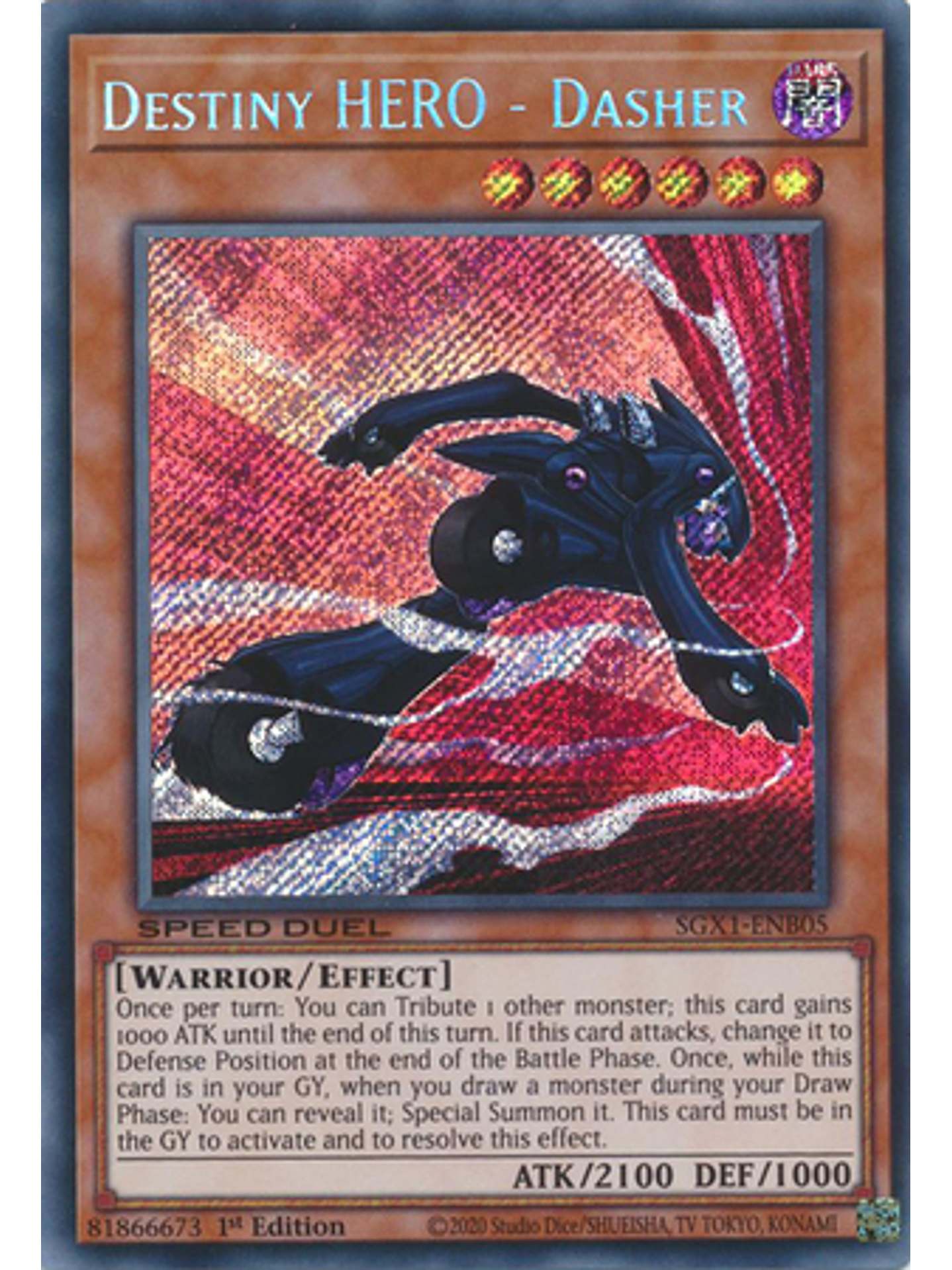 Destiny HERO - Dasher - SGX1-ENB05 - Secret Rare 1st Edition 1