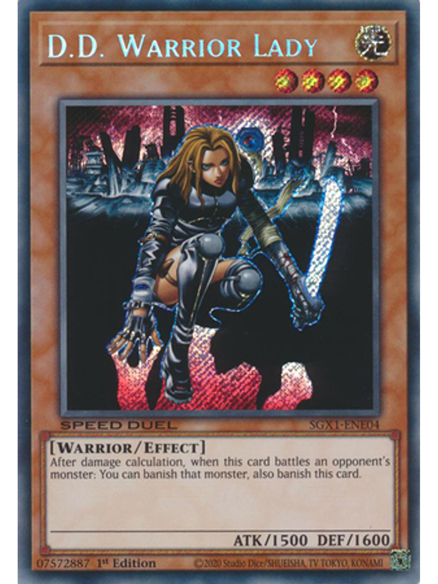 D.D. Warrior Lady - SGX1-ENE04 - Secret Rare 1st Edition 1