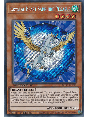 Crystal Beast Sapphire Pegasus - SGX1-ENF08 - Secret Rare 1st Edition
