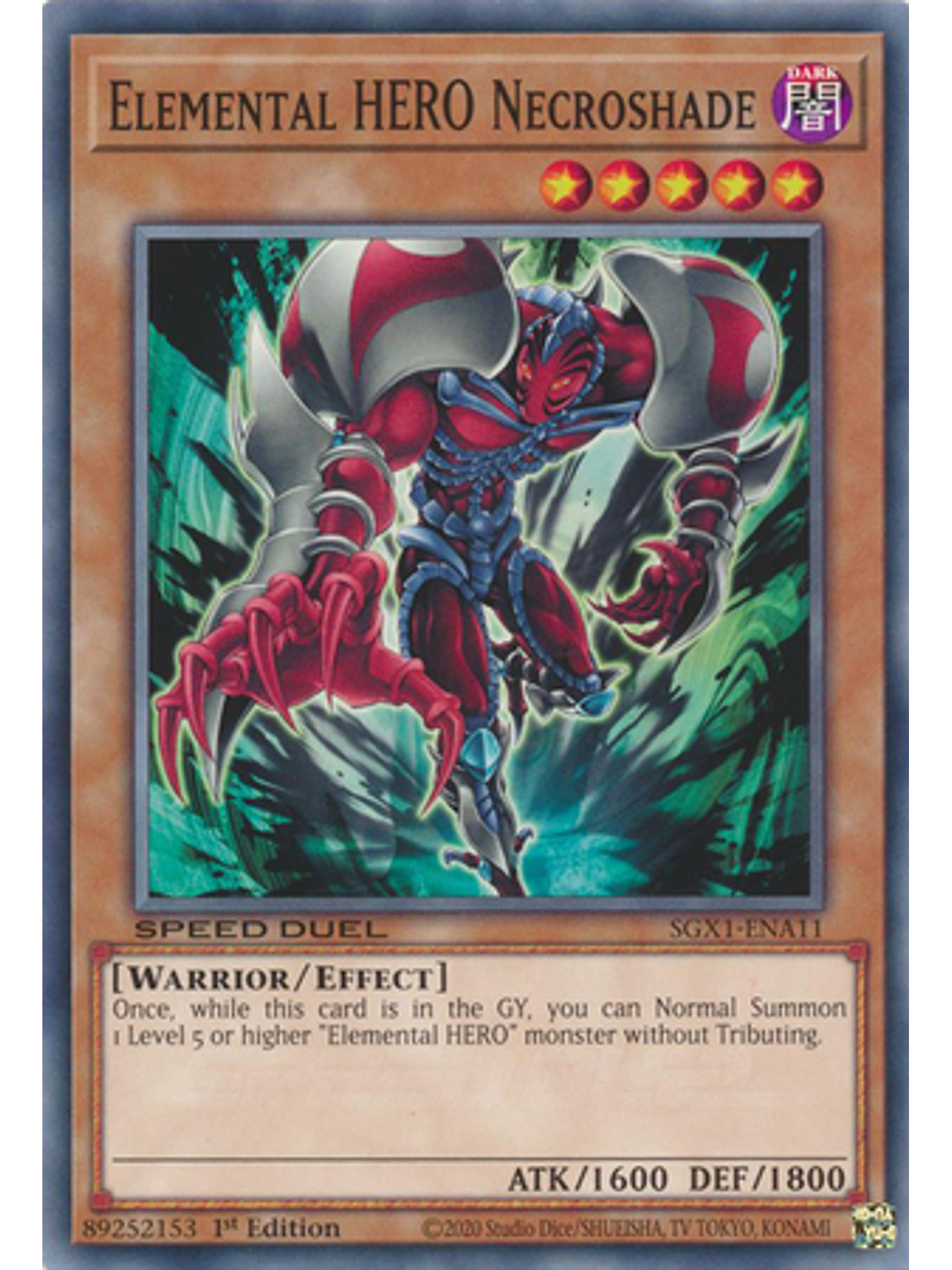 Elemental HERO Necroshade - SGX1-ENA11 - Common 1st Edition 1