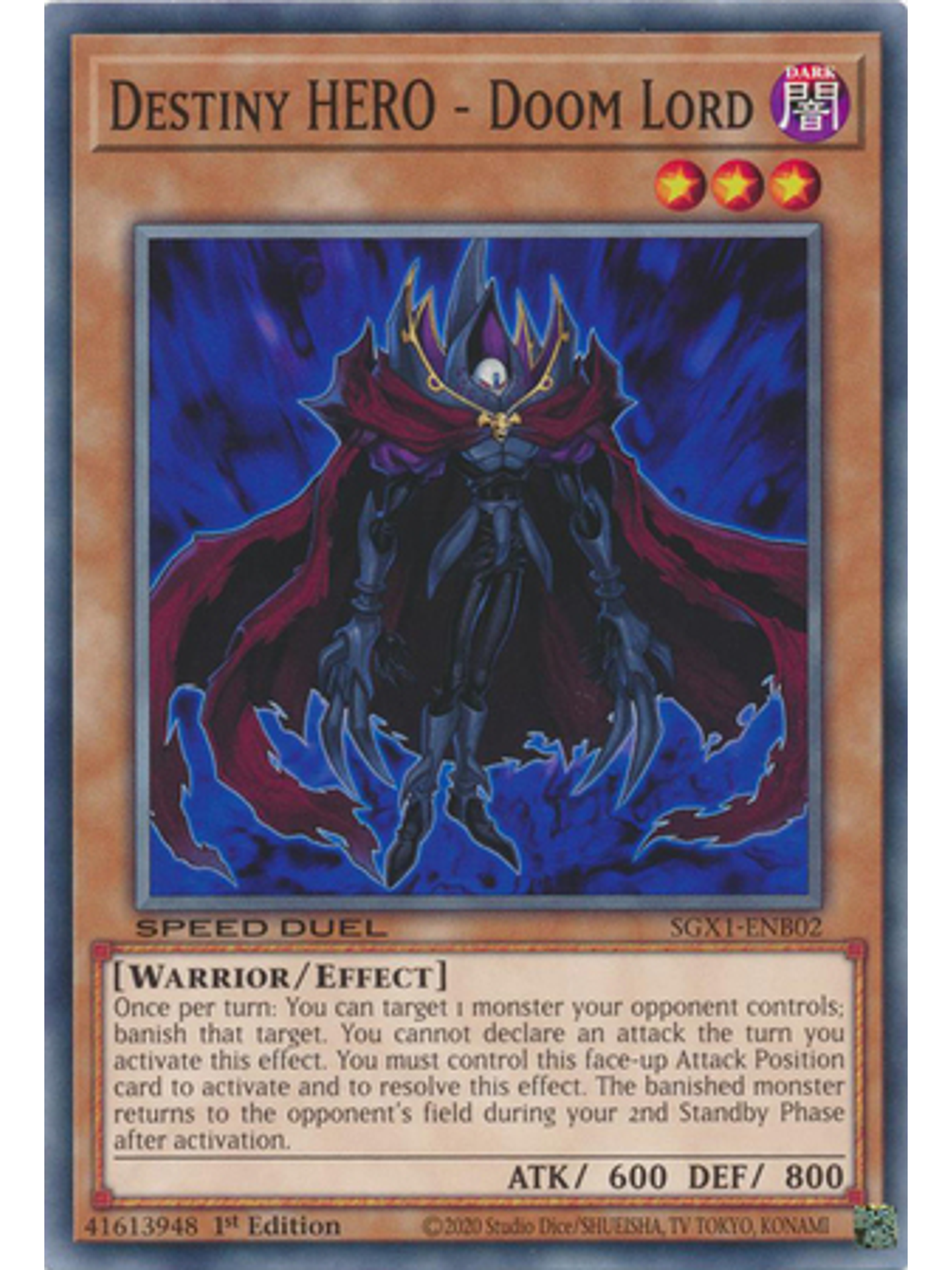 Destiny HERO - Doom Lord - SGX1-ENB02 - Common 1st Edition 1