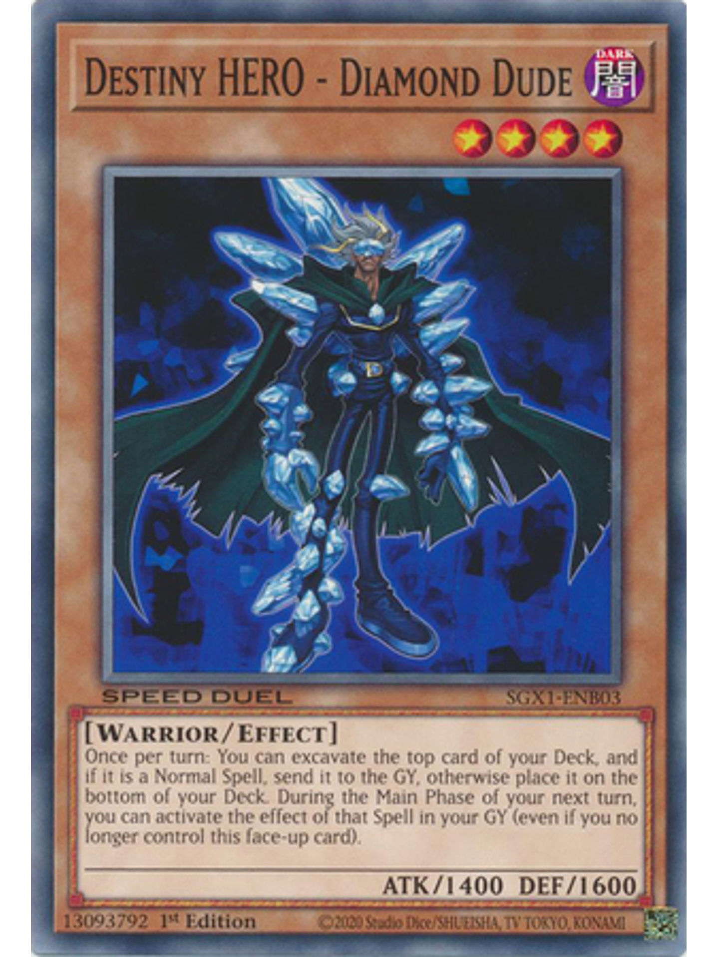 Destiny HERO - Diamond Dude - SGX1-ENB03 - Common 1st Edition 1