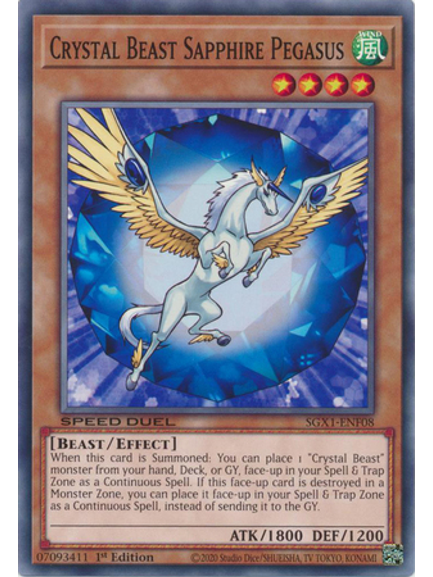 Crystal Beast Sapphire Pegasus - SGX1-ENF08 - Common 1st Edition 1