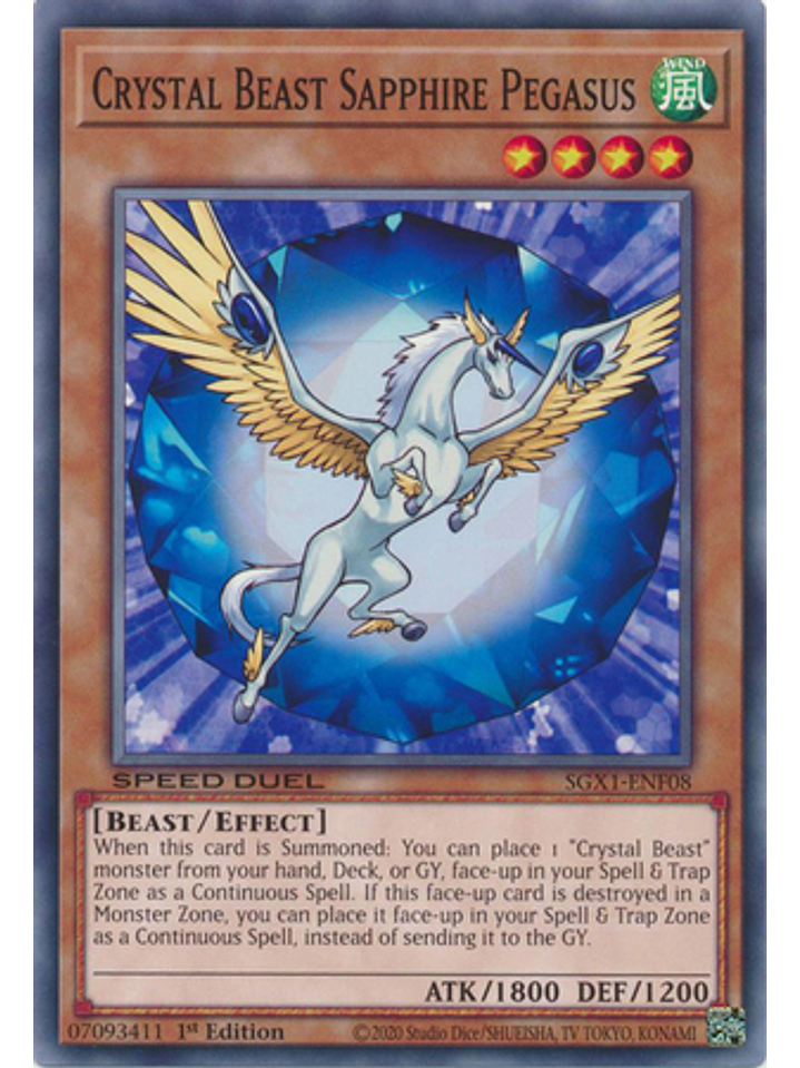Crystal Beast Sapphire Pegasus - SGX1-ENF08 - Common 1st Edition 1