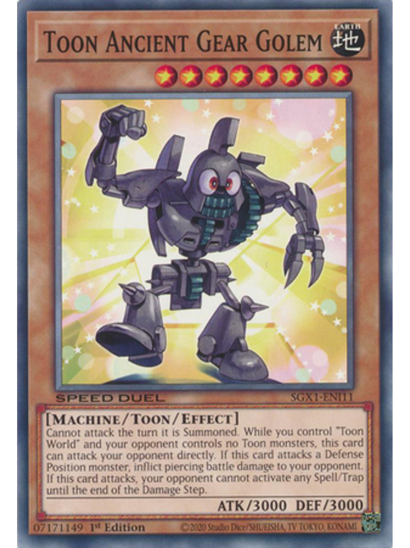 Toon Ancient Gear Golem - SGX1-ENI11 - Common 1st Edition 1