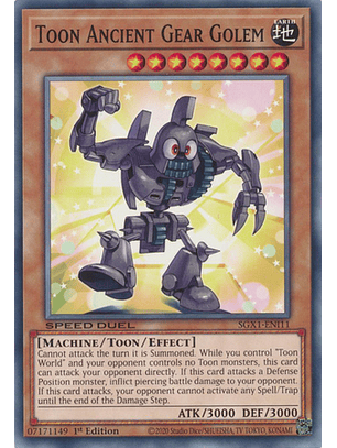 Toon Ancient Gear Golem - SGX1-ENI11 - Common 1st Edition