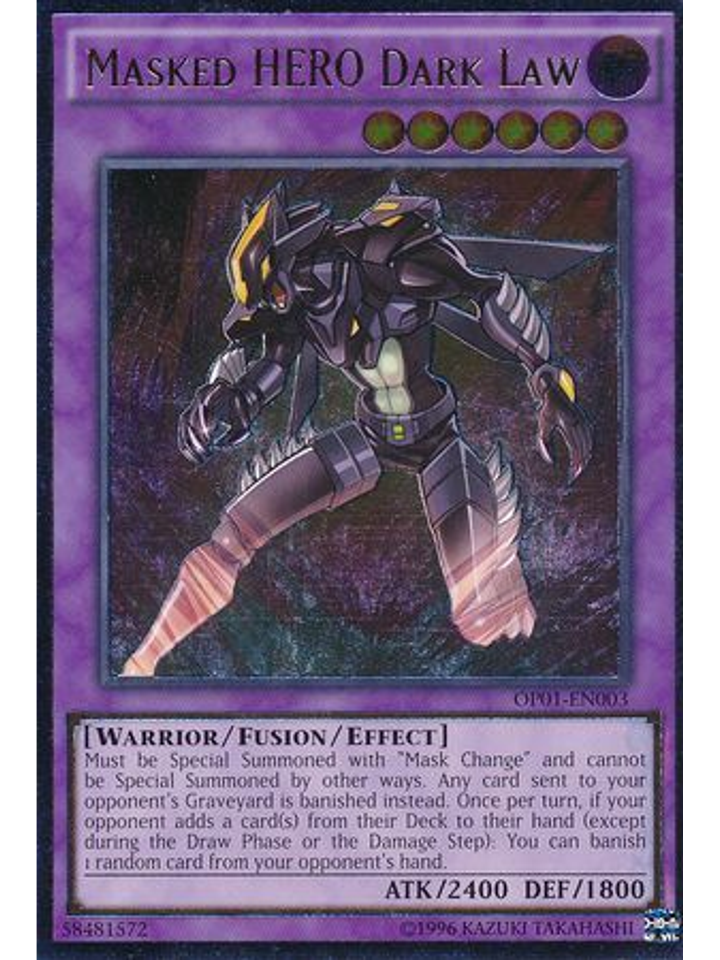 Ultimate Rare - Masked Hero Dark Law - OP01-EN003 1
