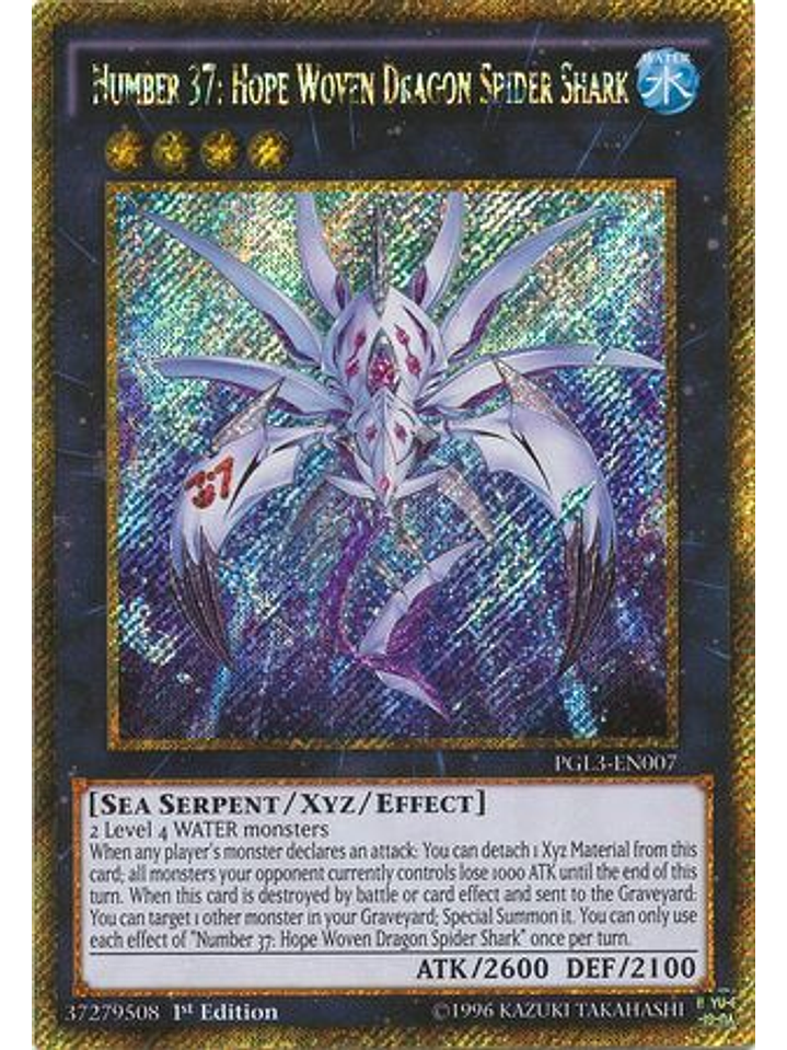 Number 37: Hope Woven Dragon Spider Shark - PGL3-EN007 - Gold Secret Rare 1st Edition 1