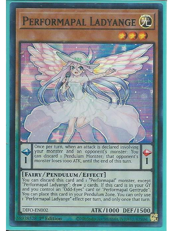 Performapal Ladyange - DIFO-EN002 - Super Rare 1st Edition 1
