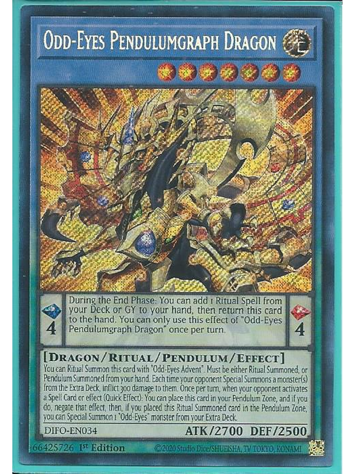 Odd-Eyes Pendulumgraph Dragon - DIFO-EN034 - Secret Rare 1st Edition 1