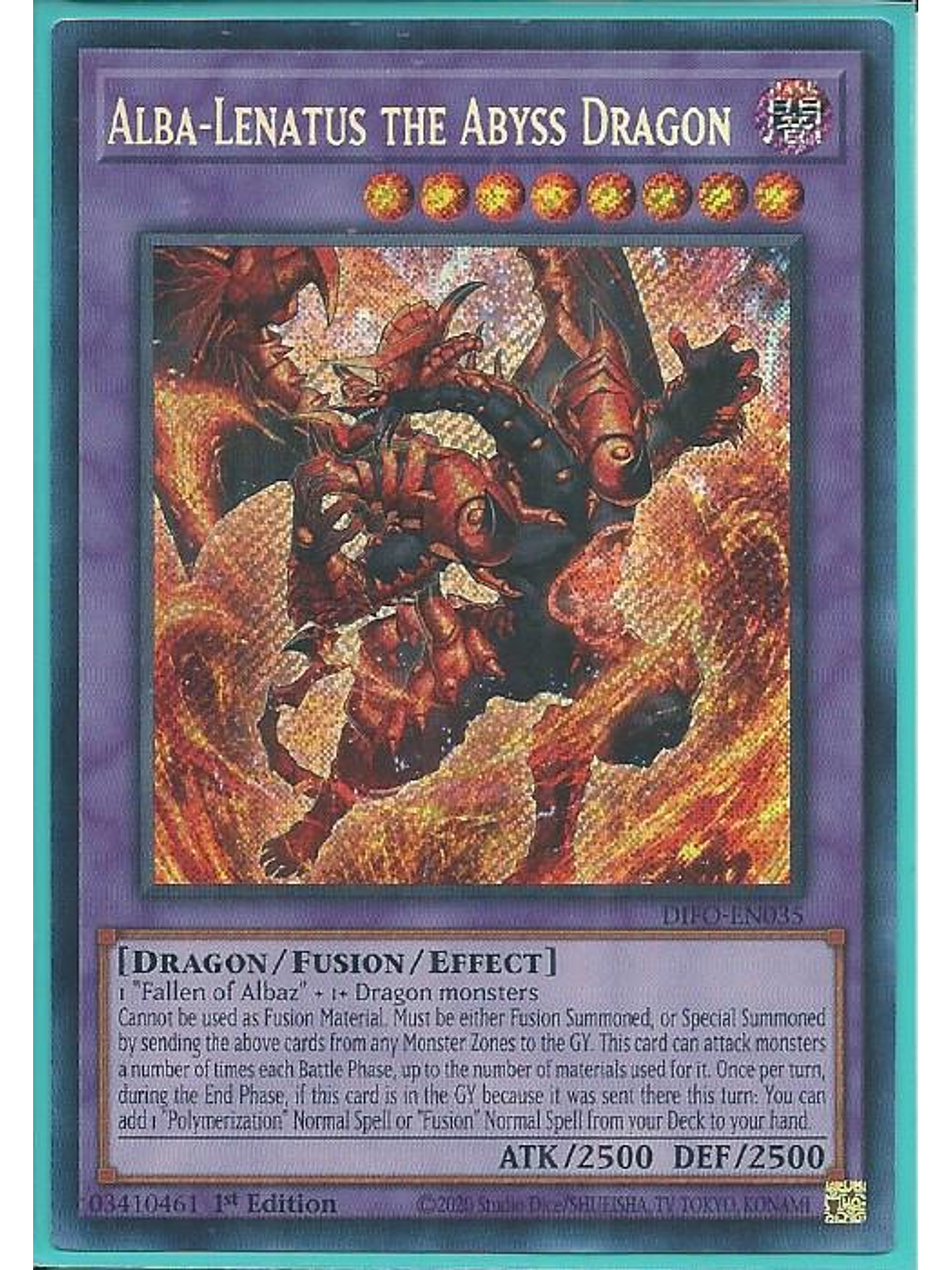 Alba-Lenatus the Abyss Dragon - DIFO-EN035 - Secret Rare 1st Edition 1