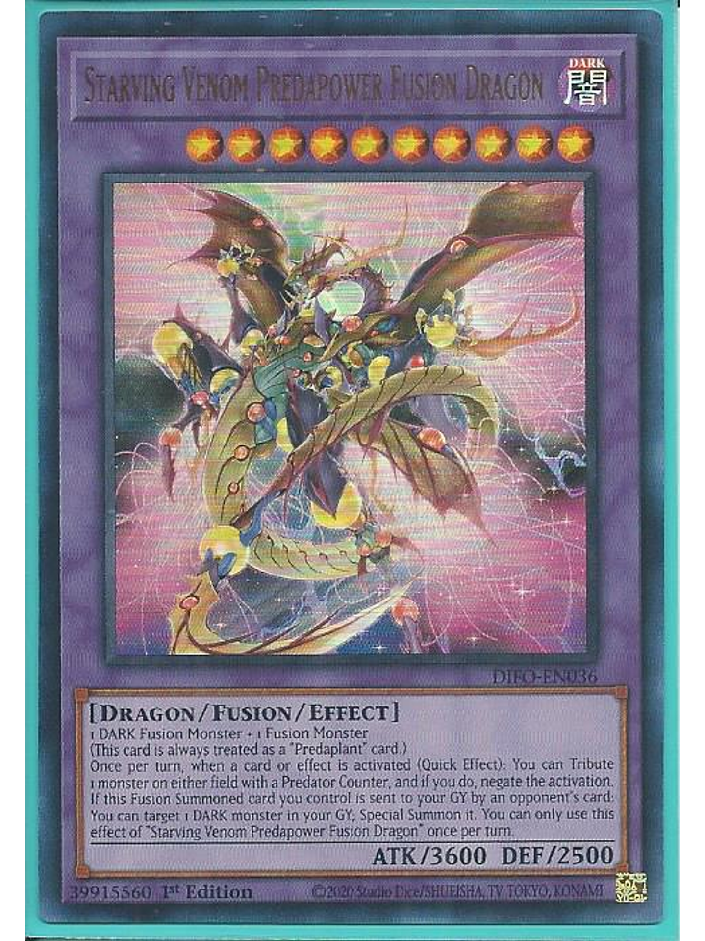 Starving Venom Predapower Fusion Dragon - DIFO-EN036 - Ultra Rare 1st Edition 1