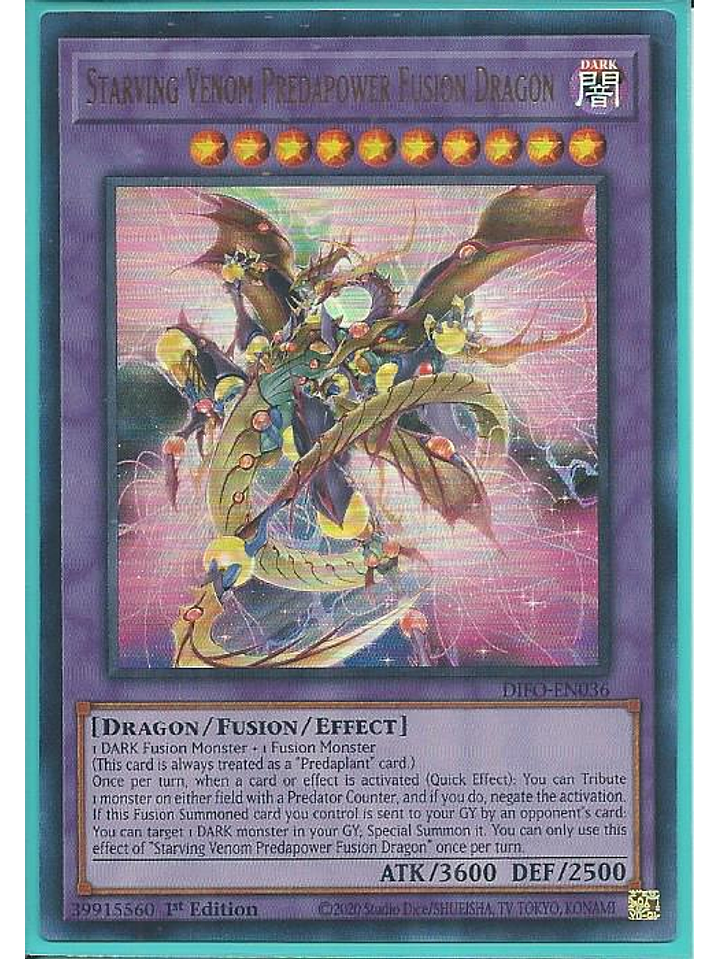 Starving Venom Predapower Fusion Dragon - DIFO-EN036 - Ultra Rare 1st Edition 1