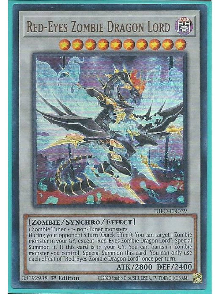 Red-Eyes Zombie Dragon Lord - DIFO-EN039 - Ultra Rare 1st Edition 1