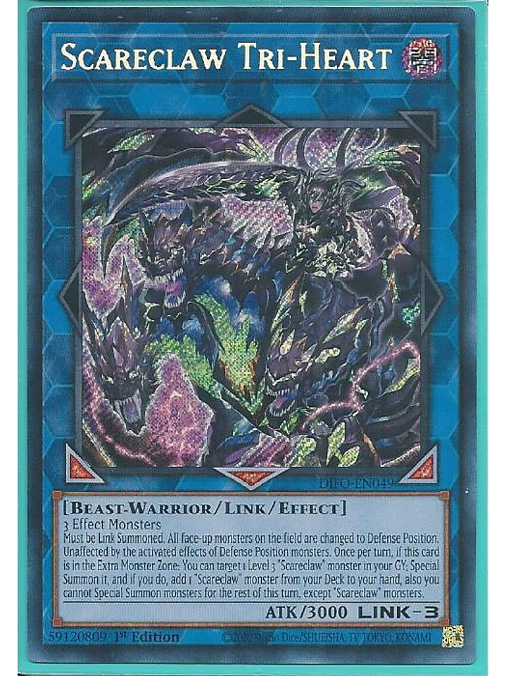 Scareclaw Tri-Heart - DIFO-EN049 - Secret Rare 1st Edition 1