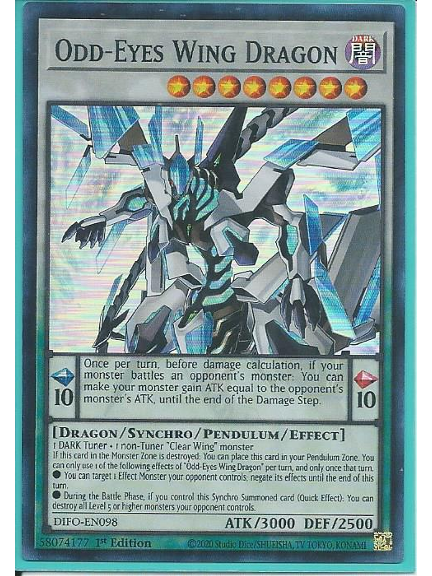Odd-Eyes Wing Dragon - DIFO-EN098 - Super Rare 1st Edition 1