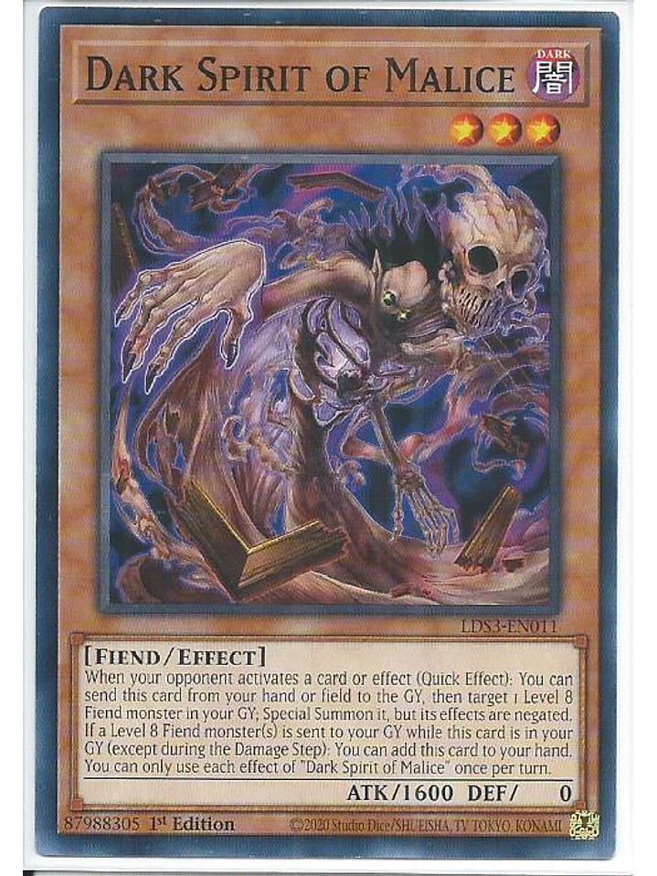 Dark Spirit of Malice - LDS3-EN011 - Common 1st Edition 1