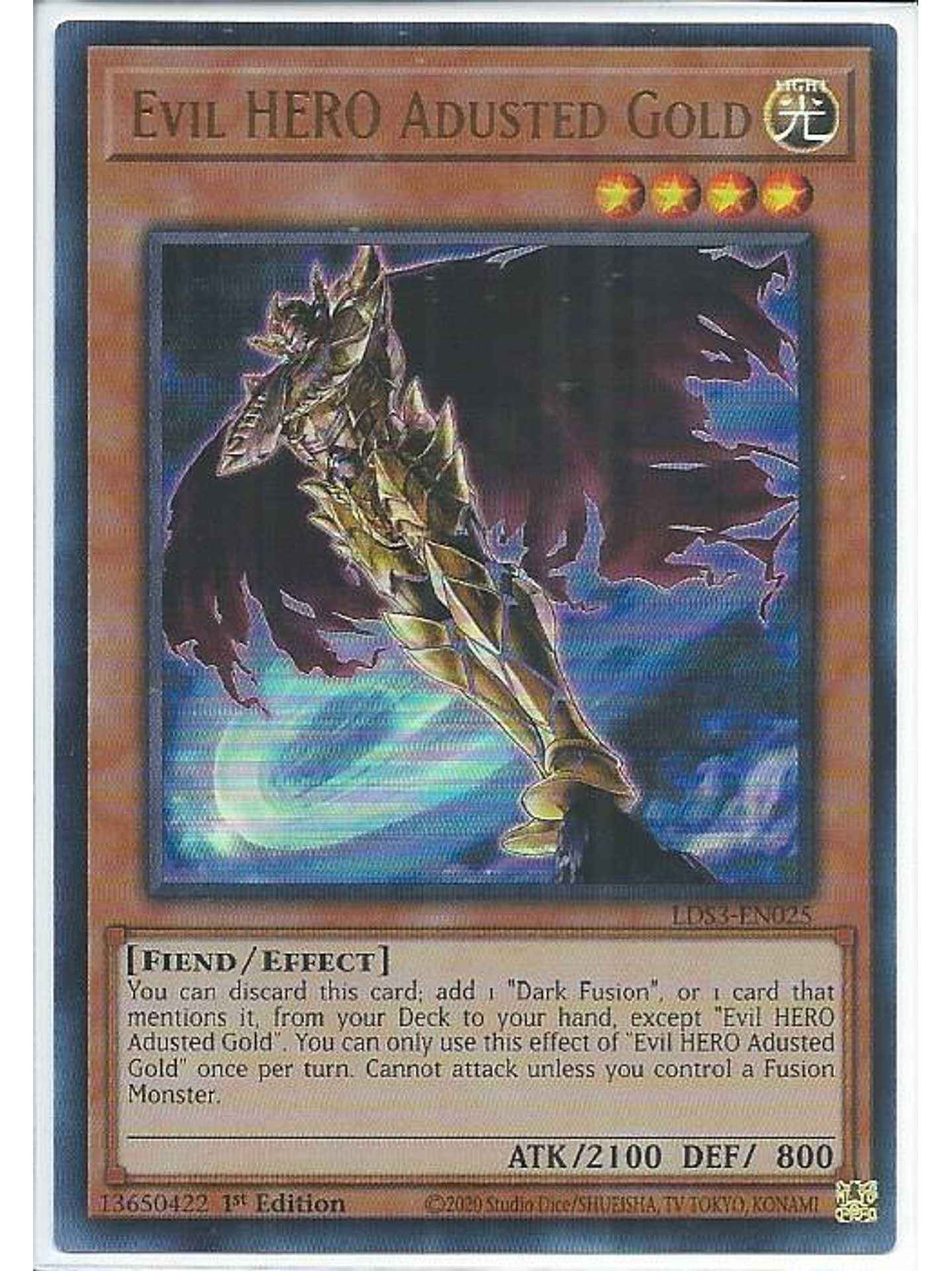 Evil HERO Adusted Gold (Red) - LDS3-EN025 - Ultra Rare 1st Edition 1