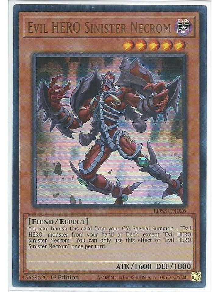 Evil HERO Sinister Necrom (Red) - LDS3-EN026 - Ultra Rare 1st Edition 1