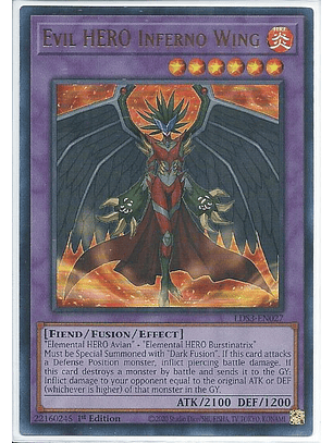 Evil HERO Inferno Wing (Red) - LDS3-EN027 - Ultra Rare 1st Edition