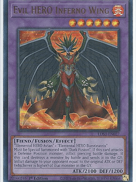 Evil HERO Inferno Wing (Red) - LDS3-EN027 - Ultra Rare 1st Edition