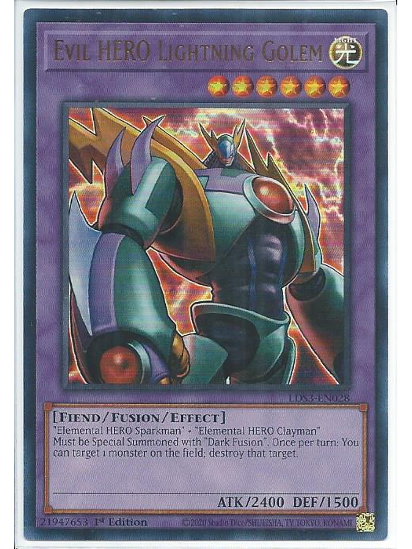 Evil HERO Lightning Golem - LDS3-EN028 - Ultra Rare 1st Edition 1