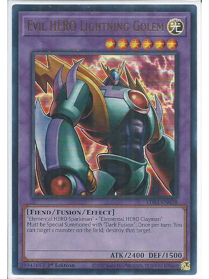 Evil HERO Lightning Golem - LDS3-EN028 - Ultra Rare 1st Edition 1
