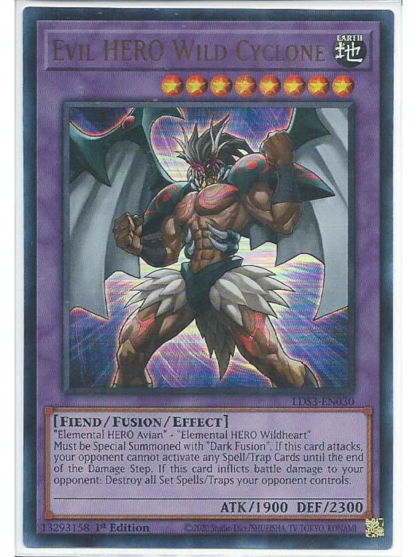 Evil HERO Wild Cyclone (Blue) - LDS3-EN030 - Ultra Rare 1st Edition 1