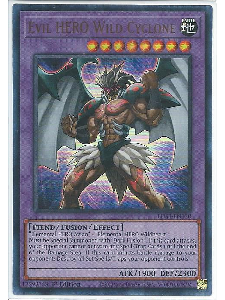 Evil HERO Wild Cyclone (Blue) - LDS3-EN030 - Ultra Rare 1st Edition 1