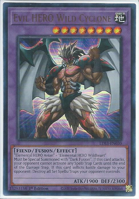 Evil HERO Wild Cyclone (Red) - LDS3-EN030 - Ultra Rare 1st Edition