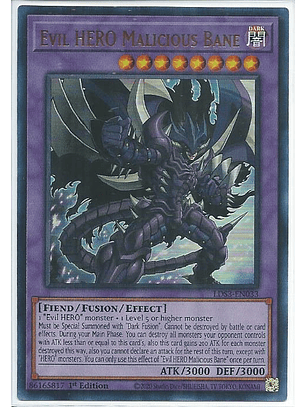 Evil HERO Malicious Bane - LDS3-EN033 - Ultra Rare 1st Edition