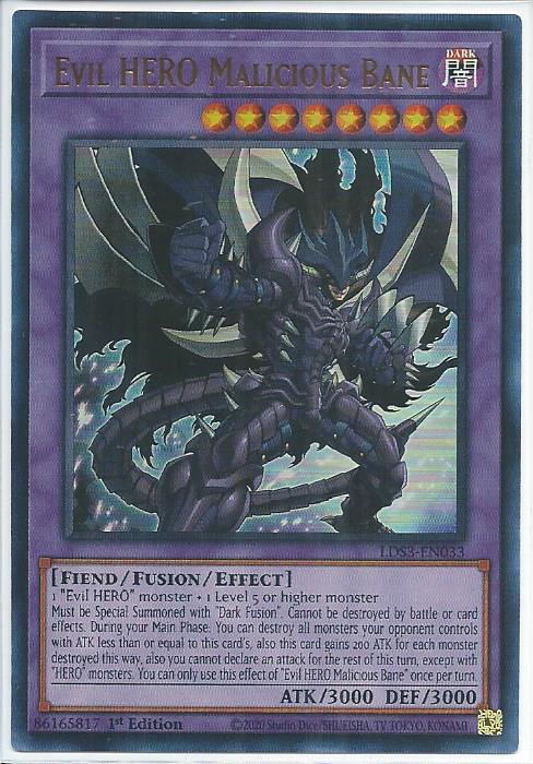 Evil HERO Malicious Bane (Red) - LDS3-EN033 - Ultra Rare 1st Edition